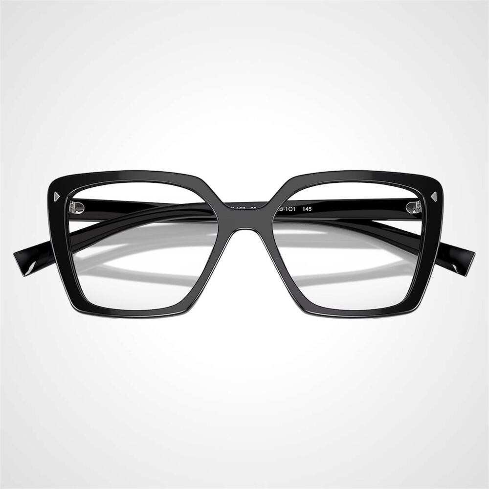 New PRADA Eyeglasses Black Square Silver Logo 53mm w/ Case - Picture 4 of 6